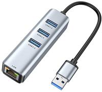 Adaptateur Hub USB 3.0 vers Ethernet, ABLEWE 4 in 1 Aluminum Adaptateur réseau USB avec Port LAN réseau RJ45 Gigabit, 3 Ports USB 3.0, pour MacBook Pro, Mac Mini, iMac, Surface Pro, XPS, etc.