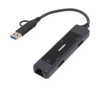 Adaptateur Hub USB 5-en-1, USB3.0 USB2.0 100Mbps RJ45 Ethernet, Lecteur de Mémoire de Carte de Stockage avec Transfert Rapide pour Win/OS X/