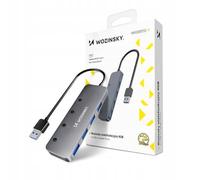 ADAPTATEUR HUB USB-A 4xUSB-A 3.0 Alumin avec câble de 15 cm WOZINSKY