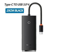 Adaptateur HUB USB Baseus 4 en 1, adaptateur séparateur de HUB USB Type C vers USB 3.0 pour MacBook Pro Air Huawei Mate 30 Docking Station HUB-Type-C Hub 25cmblack