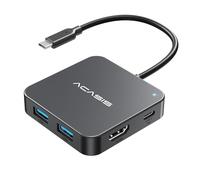 Adaptateur Hub USB C Multiport 6 en 1 vers 4K HDMI, 100W PD Charge, 3 USB-A 3.0, 1 USB-C 3.0, pour MacBook Air, Laptop, Surface Pro, XPS, Périphériques USB C et Dongle (Grey)