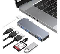 Adaptateur Hub USB C pour MacBook Pro/Air - Dongle multiport avec Thunderbolt 3, USB 3.0 x 3, lecteur de carte SD/TF