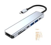 Adaptateur Hub USB C vers HDMI 4K, USB 3 0 Type C PD SD TF, séparateur de Station d'accueil Compatible avec Ordinateur Portable S10 Dex(Grey 7 in 1)