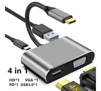 Adaptateur Hub VGA USB C 3.0 type-c vers 4K HDMI, pour MacBook Nintendo Samsung S20 Dex Huawei P30 Dock--4 in 1