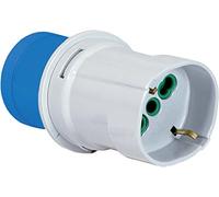 Adaptateur industriel fiche : 2P + T 16 A CEE Bleu - IP44. Prise : 2P + T 16 A Schuko.