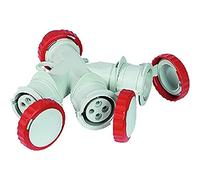 Adaptateur industriel Triple Fiche : 3P + T 16 A CEE Rouge - IP67.Prise : 3 x 3P + T 16 A Rouge - IP67.