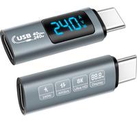 Adaptateur INF USB4 avec affichage numérique : 240 W, transfert de données de 40 Gbps Bleu