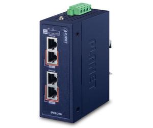 Adaptateur injecteur PoE PLANET IPOE-270 Multi-Gigabit 10/100/1000/2500/5000 Mbps IEEE 802.3bt 48-56V IP30 bleu