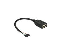 - Adaptateur interne vers externe USB - USB (F) pour connecteur 2.0 USB 5 broches (F) - 15 cm - noir