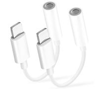 Adaptateur iPhone [Certifié MFi] 2 Packs Lig-ing to Jack 3,5 mm Adaptateur Casque Auxiliaire Dongle Audio, Adaptateur iPhone Jack Convertisseur pour iPhone 14/14 Pro Max/14 Pro/13/12/11/XS/XR/X/8P/8