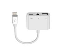 Adaptateur iPhone / iPad Lightning vers USB et Jack 3.5mm et Lightning Blanc