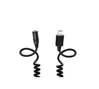 Adaptateur iPhone vers Jack 3.5mm femelle Cable spirale 1 mètre Noir
