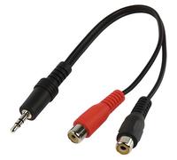 Adaptateur Jack 3.5 Male vers 2 RCA Femelle 20cm - VALUE LINE - Noir - Câble Adaptateur