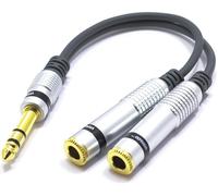 Adaptateur Jack 6,35 Stéréo mâle vers 2X Jack TRS Femelle Câble Y Splitter Distributeur Jack 6,3mm 15cm
