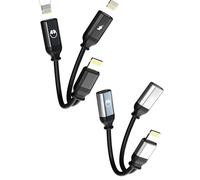 Adaptateur Jack Lightning Vers Écouteurs Chargeur Câble 2 en 1 (Lot de 2)pour Apple Pour IPhone 11 12 13 14 Pro Double Prise Audio Connecteur Pour IPad Casques AUX Voiture Accessoires Musique Splitter