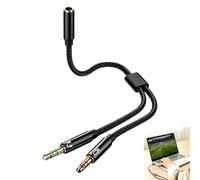 Adaptateur Jack, Splitter Audio Stéréo 3,5 mm Casque Micro, Câble Répartiteur Y TRRS Femelle vers 2 Jack TRS Mâles, Nylon Tressé, pour PC, PS4, Xbox One, Ordinateur Portable, Écouteurs avec Micro CTIA