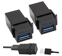 Adaptateur jack USB Keystone, 2 pièces USB 3.0 prise de disque de sortie femelle vers femelle, port d'extension de plaque murale USB pour salon, hôtel, chambre à coucher