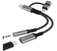 Adaptateur Jack vers Lightning USB C pour iPhone 17 16 15 14 13 Pro Max Compatible avec Samsung pour Apple iPad Écouteurs 3,5 mm Câble Audio DAC Charge Casques Accessoires Connecteurs Microphone