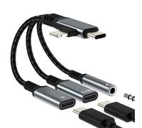 Adaptateur Jack vers Lightning USB C pour iPhone 17 16 15 14 13 Pro Max pour Apple Compatible avec Samsung pour iPad Câble audio auxiliaire 3,5 mm Écouteurs Chargeur OTG Alimentation AUX DAC