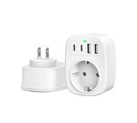 Adaptateur Japon France, Adaptateur de Prise Japon avec 2 USB C et 2 USB A, Adaptateur de Voyage 5 en 1 pour Prise Type A pour Japon, USA, Thaïlande, Chine, Canada