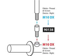 Adaptateur Lampa pour rétroviseur moto Filetage Ø 10 mm droite > Ø 10 mm droite