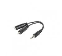 Adaptateur lanberg jack stéréo mâle vers jack stéréo femelle x2 10 cm noir.