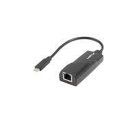 Adaptateur Lanberg NC-1000-02 USB Type-C vers RJ-45, 0.15m, Noir, Plug and Play, Alimenté par USB, Échange à chaud, 1 pièce.