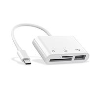 Adaptateur Lecteur de Carte mémoire USB C vers Micro SD TF, Compatible avec iPad Pro, MacBook Pro/Air, Chromebook, Camera USB 3 en 1, XPS, Galaxy S10/S9 et Autres appareils USB C