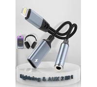 Adaptateur Lightning 2 en 1 vers Prise Casque 3,5 mm pour iPhone et Chargeur - Certifié Apple MFi - Prise en Charge de la Musique + Charge + HiFi pour iPhone (ne Peut Pas Appeler)