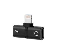 Adaptateur Lightning 2 en 1 Audio et Recharge Compact Noir