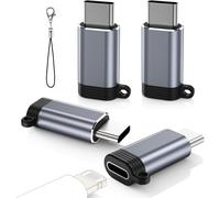 Adaptateur Lightning Femelle vers USB C Mâle 4 Pack, Adaptateur Lightning vers USB C pour iPhone 15 Pro Max Plus, iPad Air, Adaptateur iPhone vers USB C pour la Charge, PAS pour l'audio/OTG, Gris
