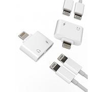 Adaptateur Lightning Jack 2en1(lot de 2)chargeur Cable Double Prise Accessoire Ecouteur Iphone Certifié Apple MFI Adaptador Voiture Casque Audio pour 14 13 12 11 Pro Max 7 8 Plus X Ipad 2 Splitter AUX