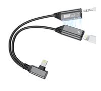 Adaptateur Lightning magnétique 2 en 1 à angle droit vers prise jack audio 3,5 mm et câble de charge pour iPhone, convertisseur d'écouteurs à 90 degrés, prise en charge de la musique + charge + HiFi +