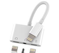 Adaptateur Lightning pour Casque Audio auxiliaire 3,5 mm pour iPhone 14 13 Pro Max pour Apple MFi Certified Chargeur Câble de Charge pour iPad Headphone Microphone Chargement Double Prise