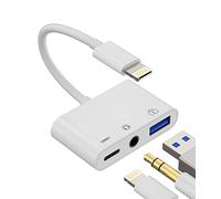 Adaptateur Lightning USB 3.5mm Casque Jack Chargeur Rapide OTG pour iPhone Accessoires Aux Audio Connecteur Claviers Clé USB, Lecteur de Cartes Souris Hub 14 13 12 11 Pro Max pour iPad L+3.5