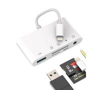 Adaptateur Lightning USB Lecteur Carte SD Micro SD Lecteur de Carte 3.5 Casque Jack Chargeur 5in1 Clé Télécharger Photo Câble Aux Écouteurs Accessoires pour Apple Iphone 14 13 Pro Max pour iPad