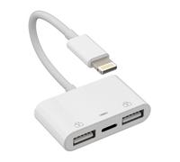 Adaptateur Lightning vers 2 USB3.0 OTG（3 in 1）hub charge rapide pour apple sauvegarde caméra photo PC HD USB-A transfert données splitter certifié MFi pour iPhone 14 13 12 11 XS Max 8 7 Plus pour iPad