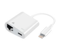 Adaptateur Lightning Vers Ethernet + Lightning Charge Connexion Internet Blanc