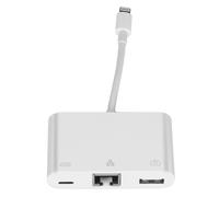Adaptateur Lightning vers Ethernet / USB-A / USB-C Compact Plug and Play Blanc