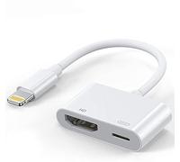 Adaptateur Lightning vers HDMI, convertisseur AV HDMI numérique certifié Apple MFi avec port de charge Lightning pour iPhone 13/SE/12/11/XR/X/8/7/iPad Sync écran vers TV/projecteur/moniteur (blanc)