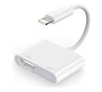Adaptateur Lightning vers HDMI pour iPhone vers TV, adaptateur HDMI 1080p numérique AV Sync écran câble avec port de charge Lightning pour iPhone 14/13/12/11/XS/XR/X/8/7/iPad, aucune alimentation