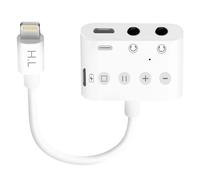 Adaptateur Lightning vers Lightning, USB-C et Double Jack 3.5mm 12 cm - Blanc