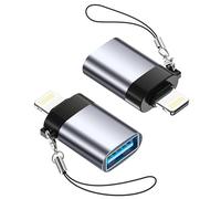 Adaptateur Lightning vers USB 2PCS, Adaptateur USB OTG avec Lanière Adaptateur OTG iPhone Compatible Apple iPhone 14 13 12 11/iPad pour connecter Disque U, Souris, Clavier,Appareil Photo Numérique