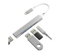 Adaptateur Lightning vers USB 3 pour iPhone 14 13 Pro Max (4 en 1) Lecteur de cartes Chargeur Jack Splitter pour iPad pour Apple Câble Dongle OTG Éclairage Hub Mémoire Flash Drive Adaptateur Clavier