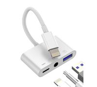 Adaptateur Lightning vers USB-A Jack 3.5mm Chargeur pour IPhone 14 13 12 Pro pour IPad pour Apple Port USB Clavier Souris Carte U Disque Lecteur Audio Prise Casque Ecouteur AUXiliaire Câble OTG