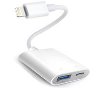 Adaptateur Lightning vers USB, certifié Apple MFi USB 3.0 OTG pour iPhone 14/13/12/11/XS/XR/X/SE/8/7/iPad vers clé USB, appareil photo, clavier, souris, hubs, MIDI, Plug and Play (USB + charge)