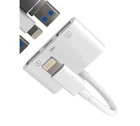 Adaptateur Lightning vers USB pour Apple, câble de Charge pour iPhone 14 13, Double Port USB-A OTG 3.0, Lecteur de Carte, clé USB, Clavier, Souris, Appareil Photo, Transfert mémoire, dongle Externe
