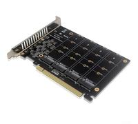 Adaptateur M.2 NVME SSD vers PCI-E 4.0 X16, carte d'extension PCI-E, 4 ports NVMe vers PCI-E carte d'extension contrôleur hôte avec indicateurs LED