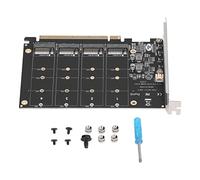 Adaptateur M.2 NVME SSD vers PCIE X16 Carte Souple 4 Ports Haute Vitesse 4x32 Gbps avec Indicateur LED Individuel pour Ordinateurs Double Adaptateur M.2 PCIE Adaptateur M.2 NVME