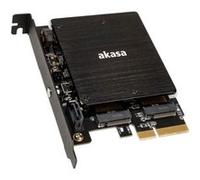Adaptateur M.2 PCI-E SATA - AKASA - 121052 - Couleur Noir - Éclairage RGB - Pour SSD M.2